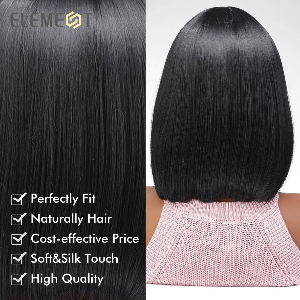 ELEMENT Elegant Part Front Lace Synthetic Wig Short