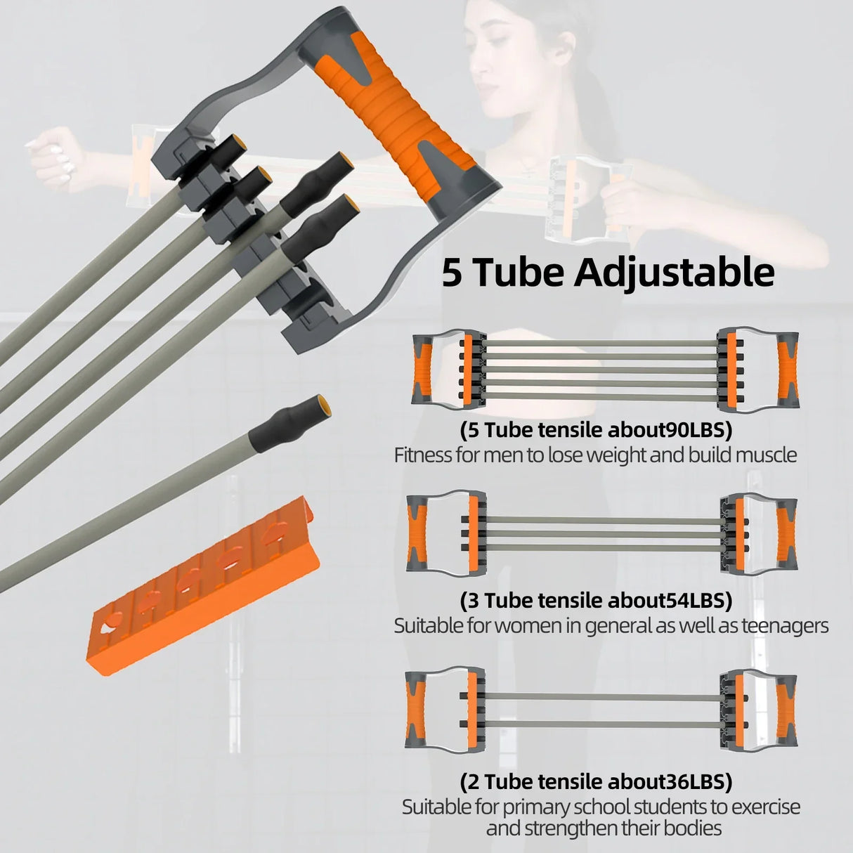 Adjustable Chest Expander 5 Ropes Resistance Exercise System