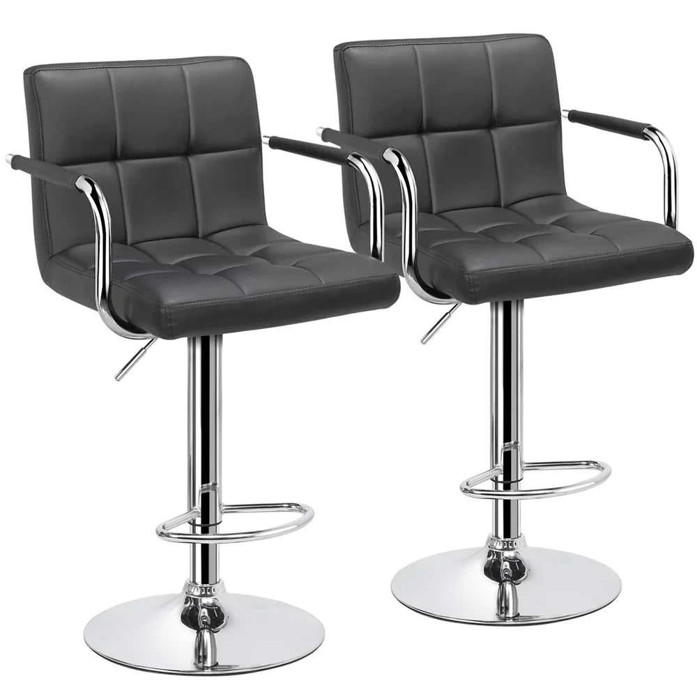 Adjustable Modern Faux Leather Bar Stools with Swivel,