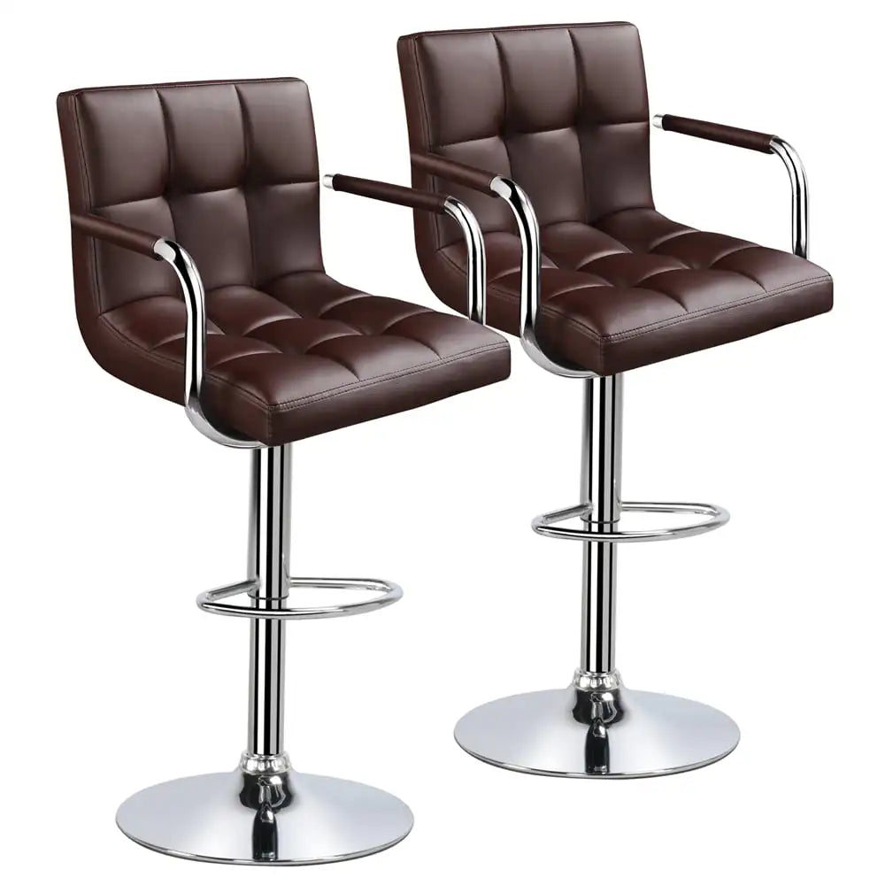 Adjustable Modern Faux Leather Bar Stools with Swivel,