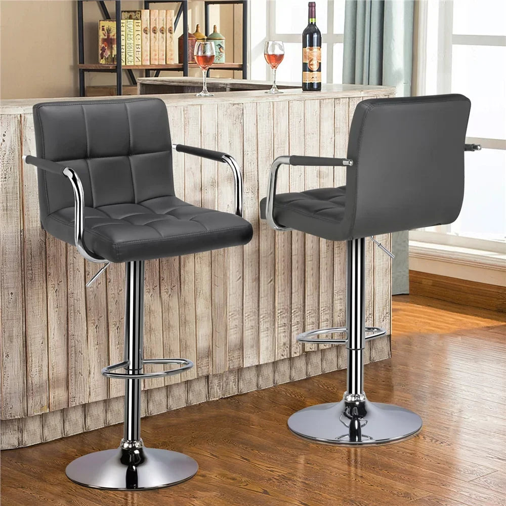 Adjustable Modern Faux Leather Bar Stools with Swivel,