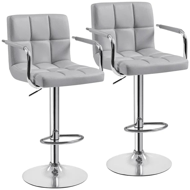 Adjustable Modern Faux Leather Bar Stools with Swivel,