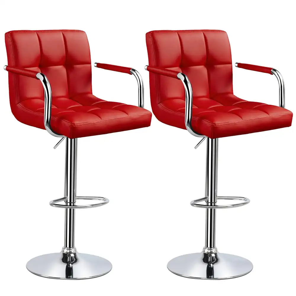 Adjustable Modern Faux Leather Bar Stools with Swivel,