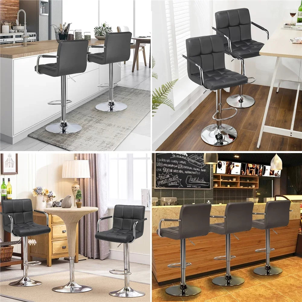 Adjustable Modern Faux Leather Bar Stools with Swivel,