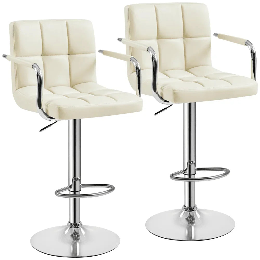 Adjustable Modern Faux Leather Bar Stools with Swivel,