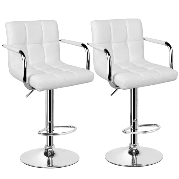 Adjustable Modern Faux Leather Bar Stools with Swivel,