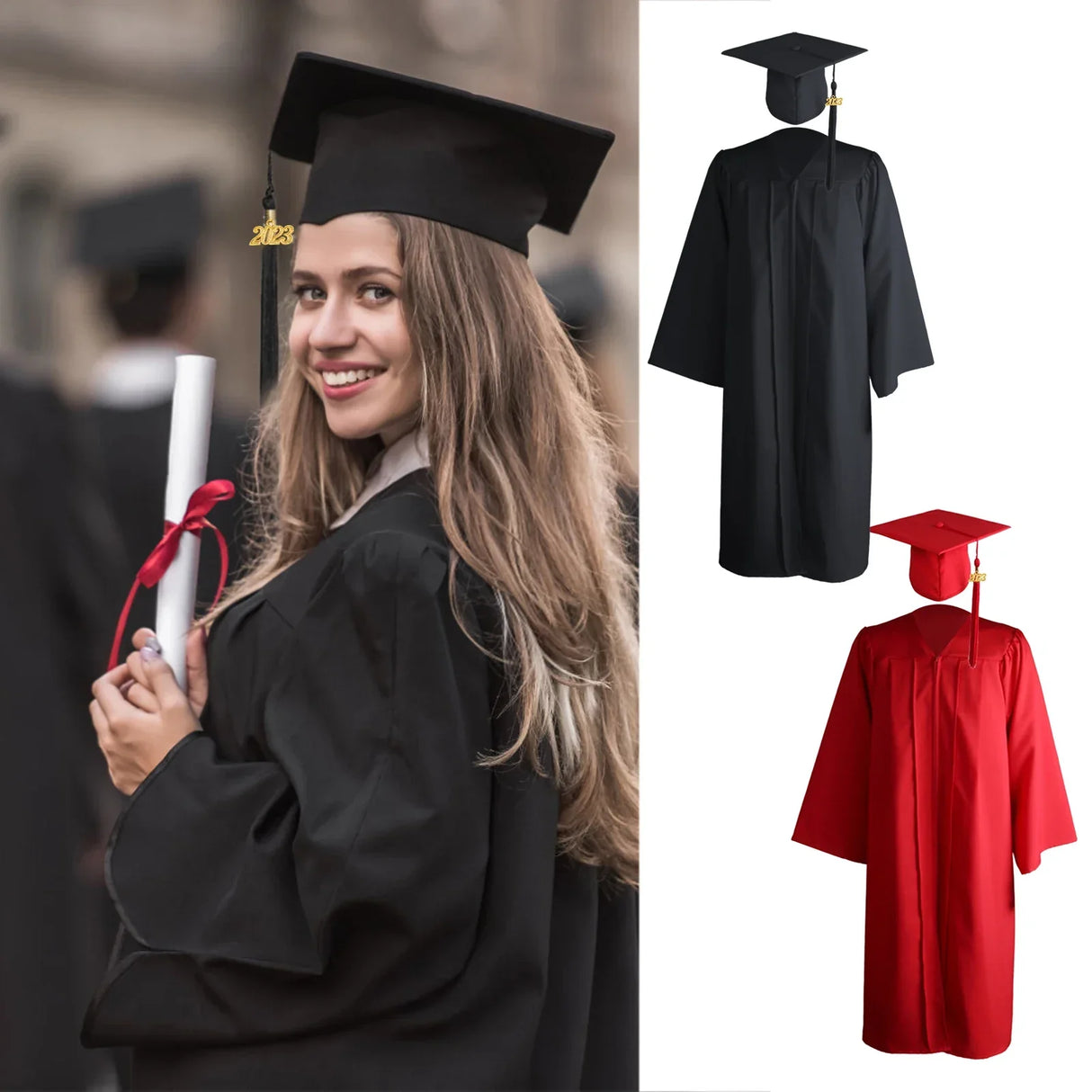 Adult Graduation Gown Cap 2023 Novel School Uniform
