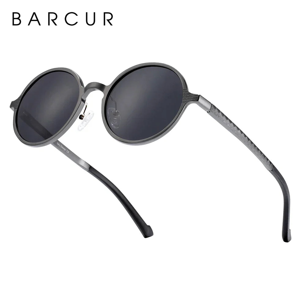 BARCUR Brand Light Weight Round Sunglasses Luxury Brand