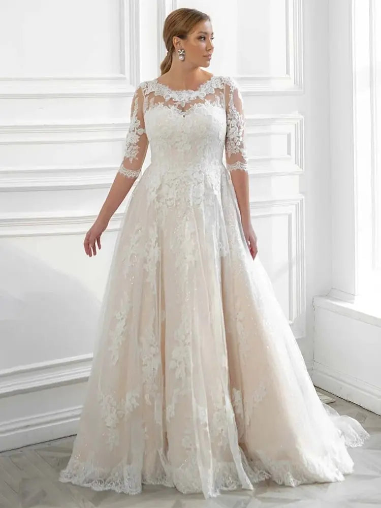 Luxury Plus Size Wedding Dresses 2023 Lace Appliques