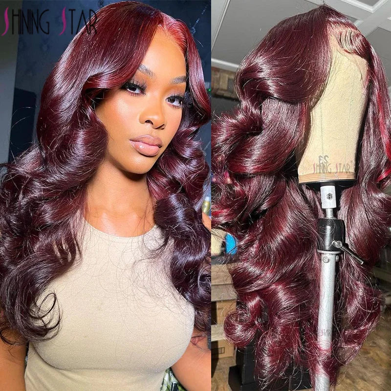 Colored Burgundy 13X6 HD Lace Frontal Wigs Red