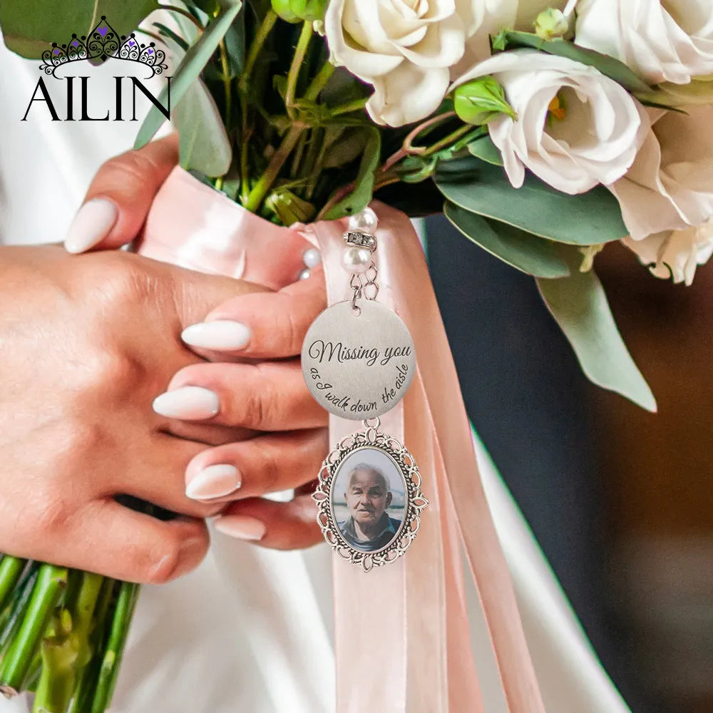 AILIN Dropshipping Customized Bridal Bouquet Photo Charm Memorial