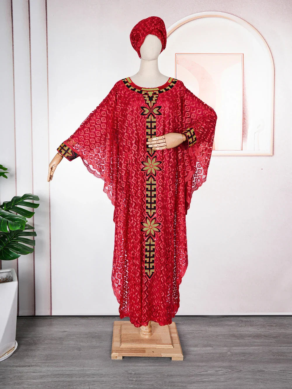 African Dresses for Women Muslim Fashion Lace Boubou