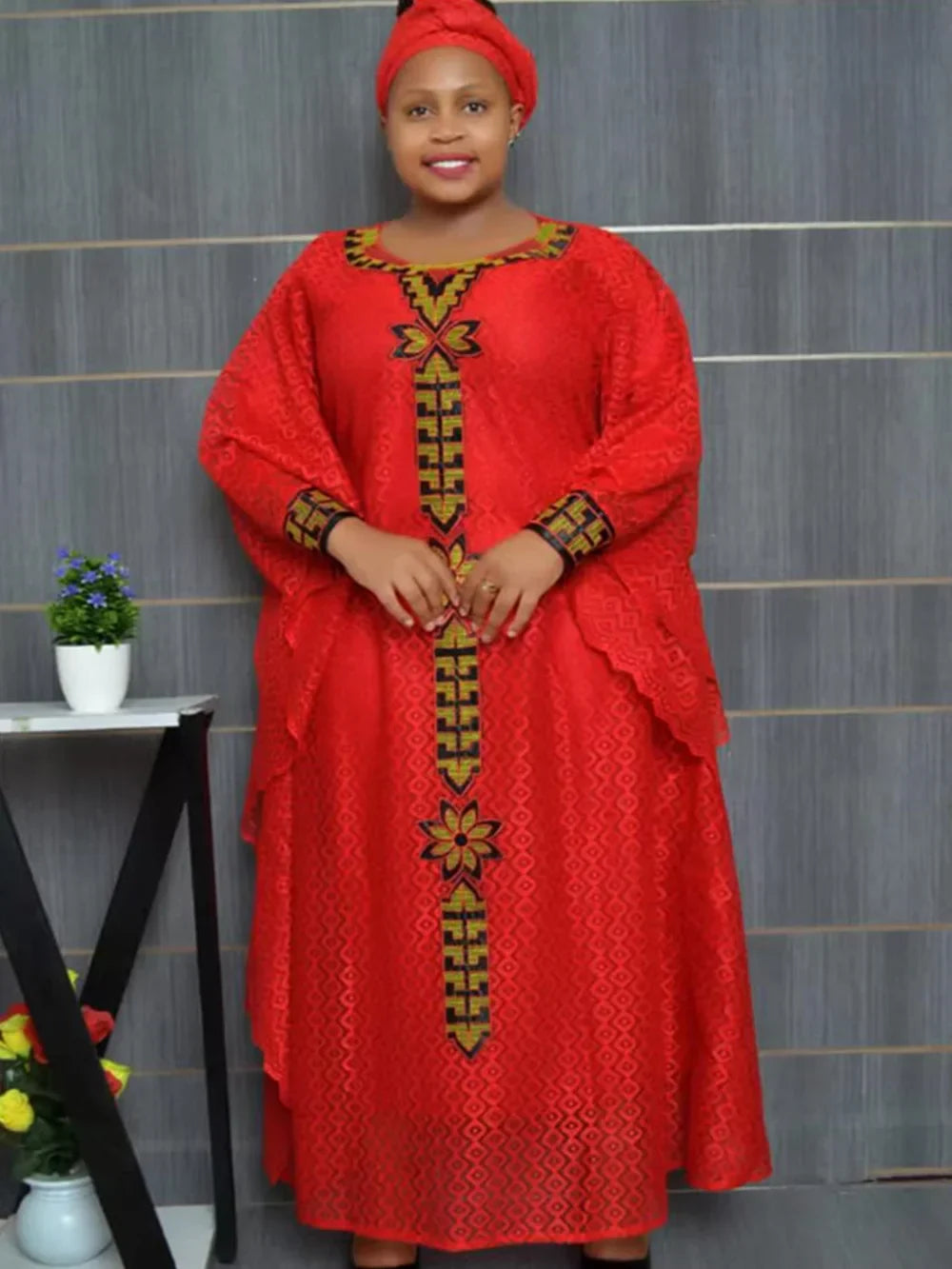 African Dresses for Women Muslim Fashion Lace Boubou