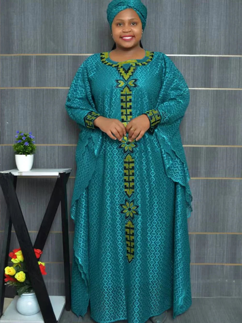 African Dresses for Women Muslim Fashion Lace Boubou