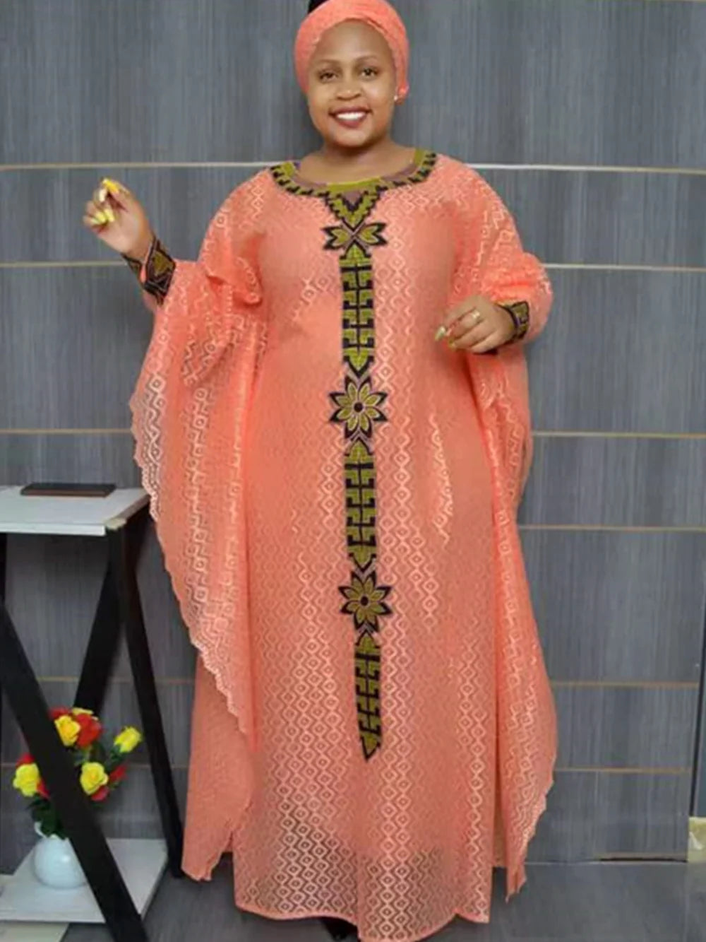 African Dresses for Women Muslim Fashion Lace Boubou