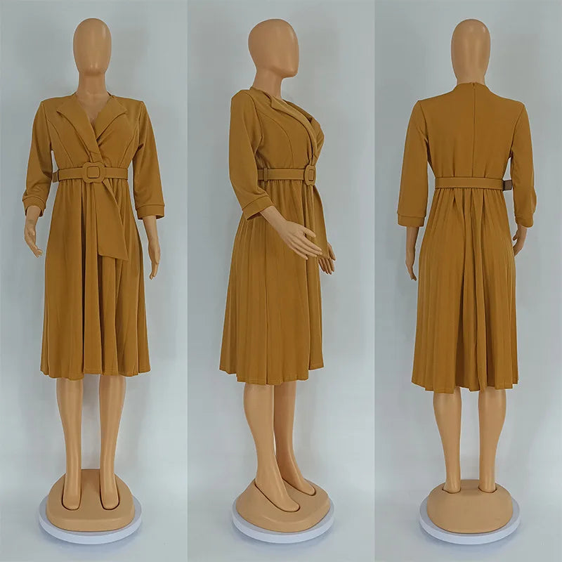African Pleated Dresses for Women Summer Elegant African