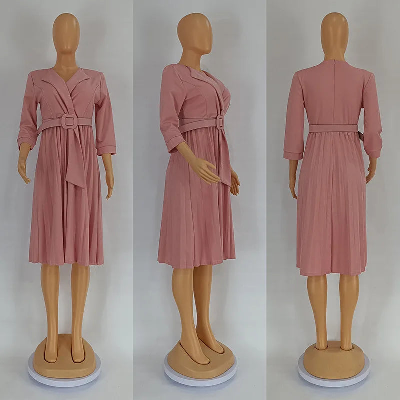 African Pleated Dresses for Women Summer Elegant African