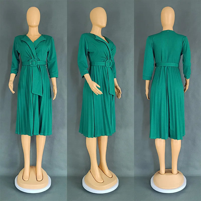 African Pleated Dresses for Women Summer Elegant African