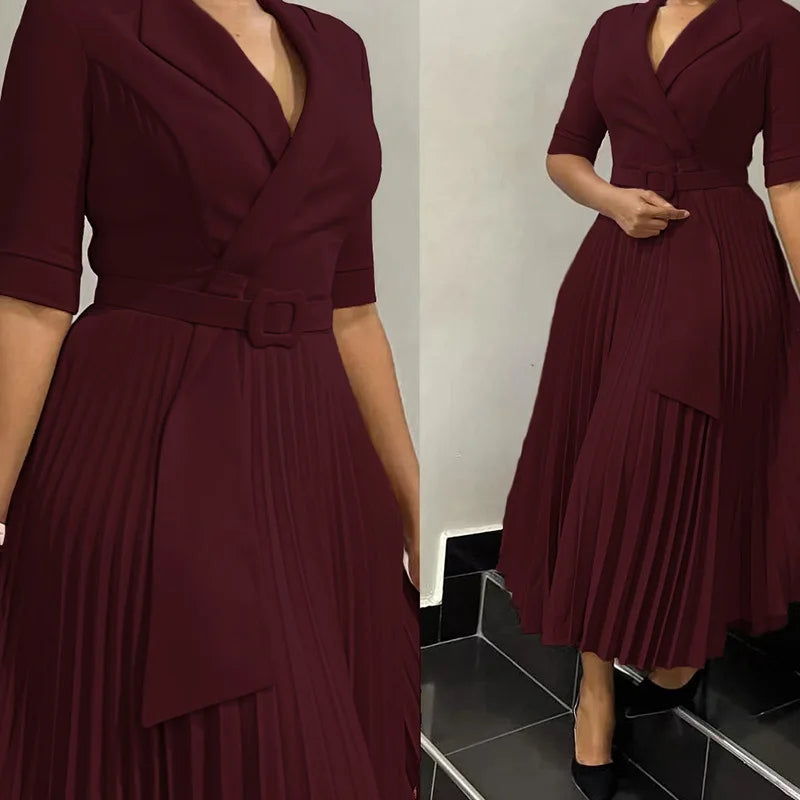 African Pleated Dresses for Women Summer Elegant African