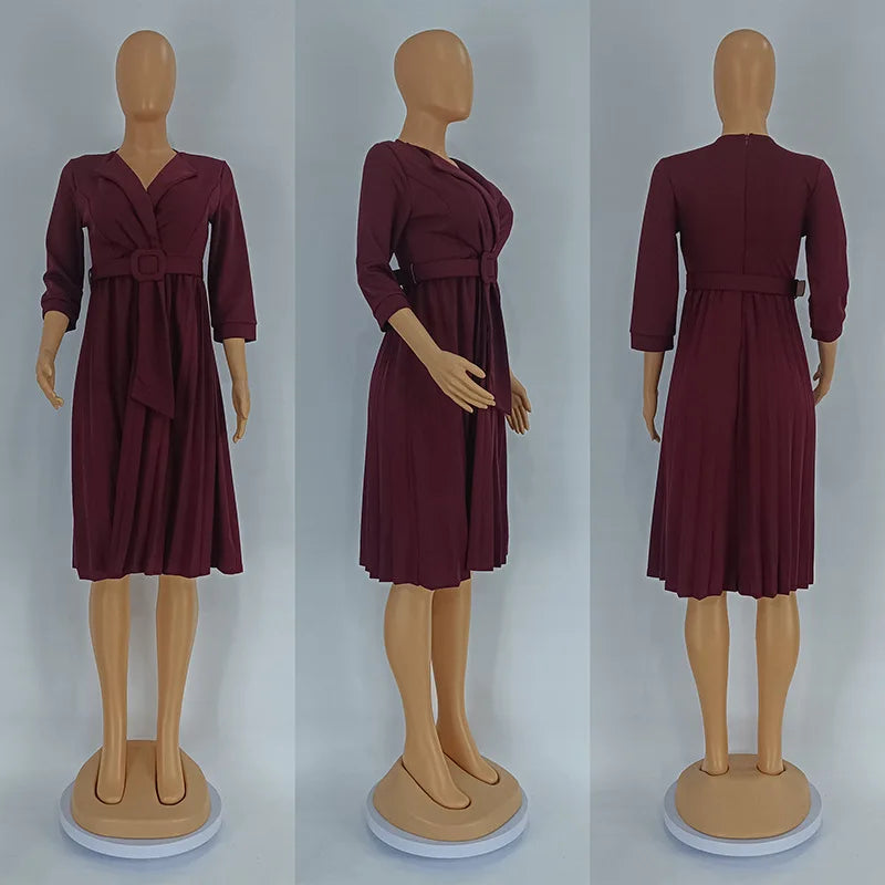 African Pleated Dresses for Women Summer Elegant African