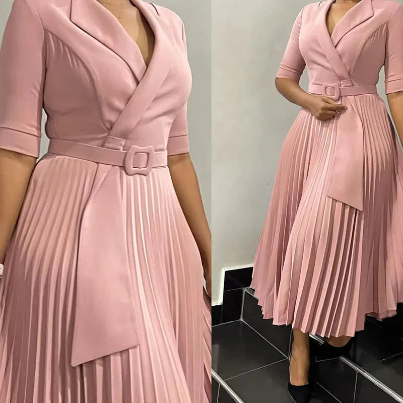 African Pleated Dresses for Women Summer Elegant African
