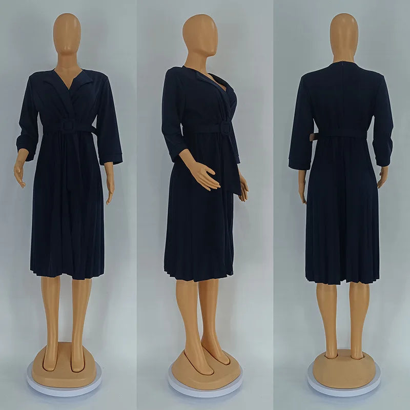 African Pleated Dresses for Women Summer Elegant African