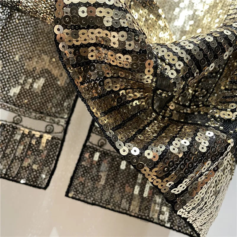 Autumn Retro Sequined X Long Skirt Vintage Beading