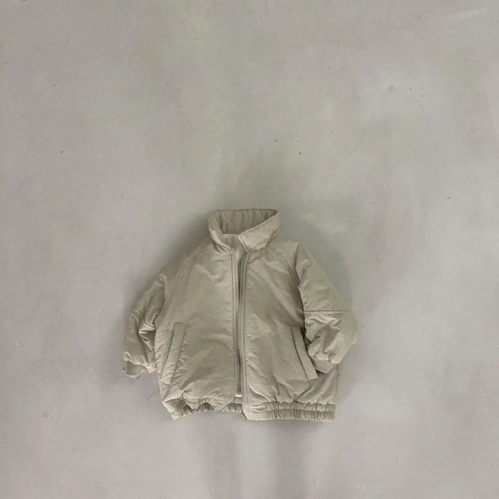 Autumn Winter Baby Retro Solid Lapel Cotton-padded Thick