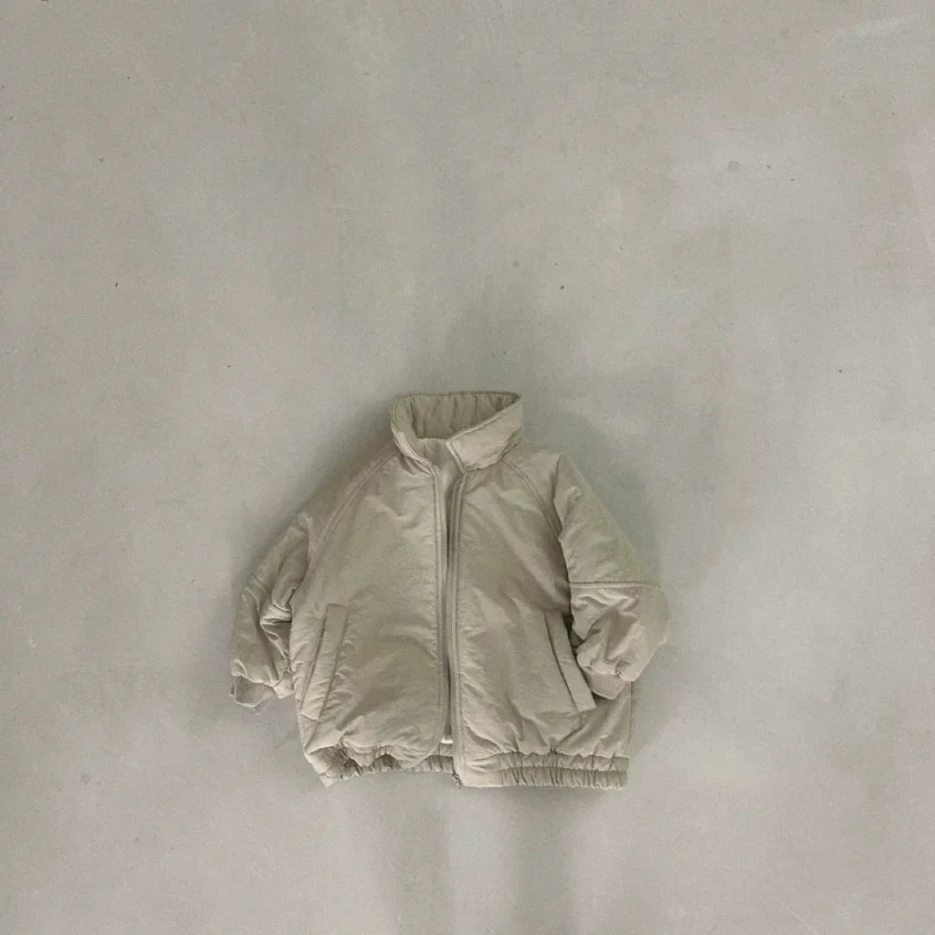 Autumn Winter Baby Retro Solid Lapel Cotton-padded Thick