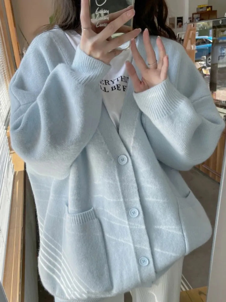 Autumn Winter Cardigan Women Oversize Knitted Sweater Lady