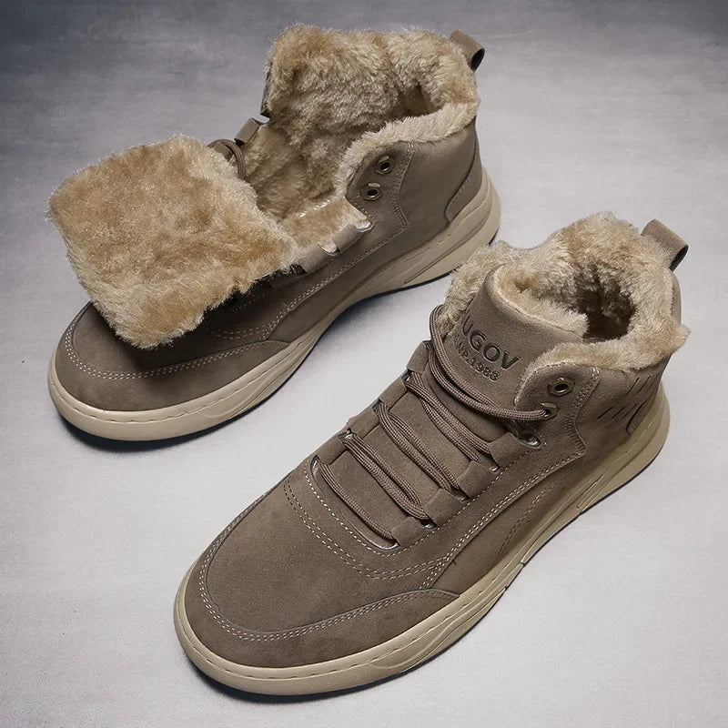 Autumn Winter Men Short Boots Fashionable Plush Insulation