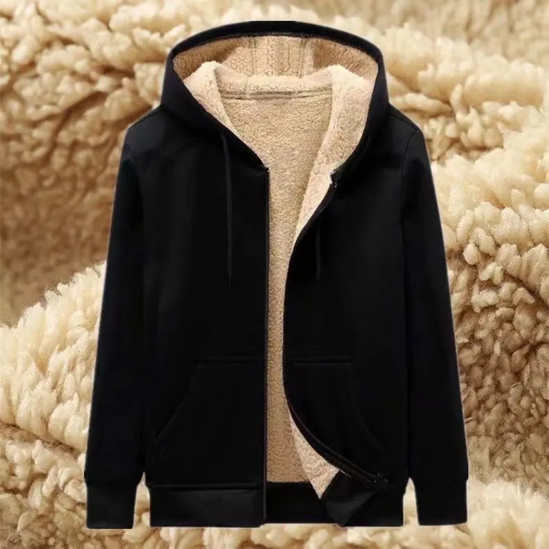 Autumn Winter Mens Fleece Sweatshirts Fuzzy Hoodless Wool