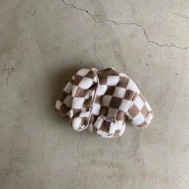 Autumn Winter Toddler Boy Girl Thicken Plaid Cotton