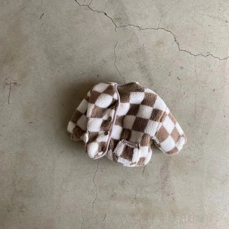 Autumn Winter Toddler Boy Girl Thicken Plaid Cotton