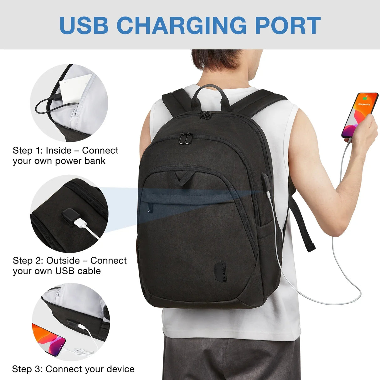 BAGSMART Antitheft Laptop Backpack Men Women Multiple Pockets