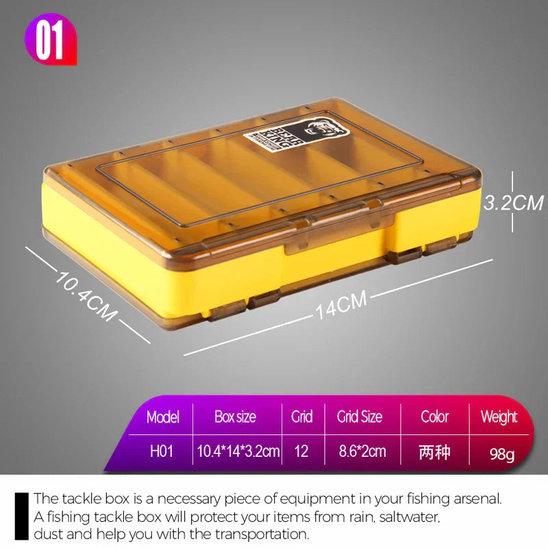 BEARKING Doublex Sided Fishing Tackle Box 12 Compartments