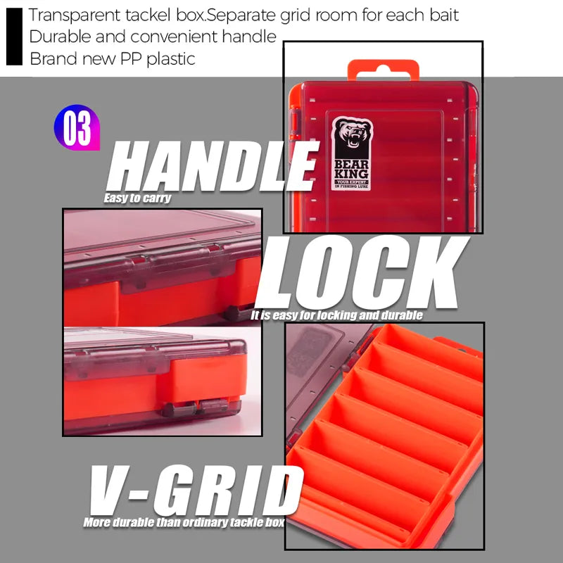 BEARKING Doublex Sided Fishing Tackle Box 12 Compartments