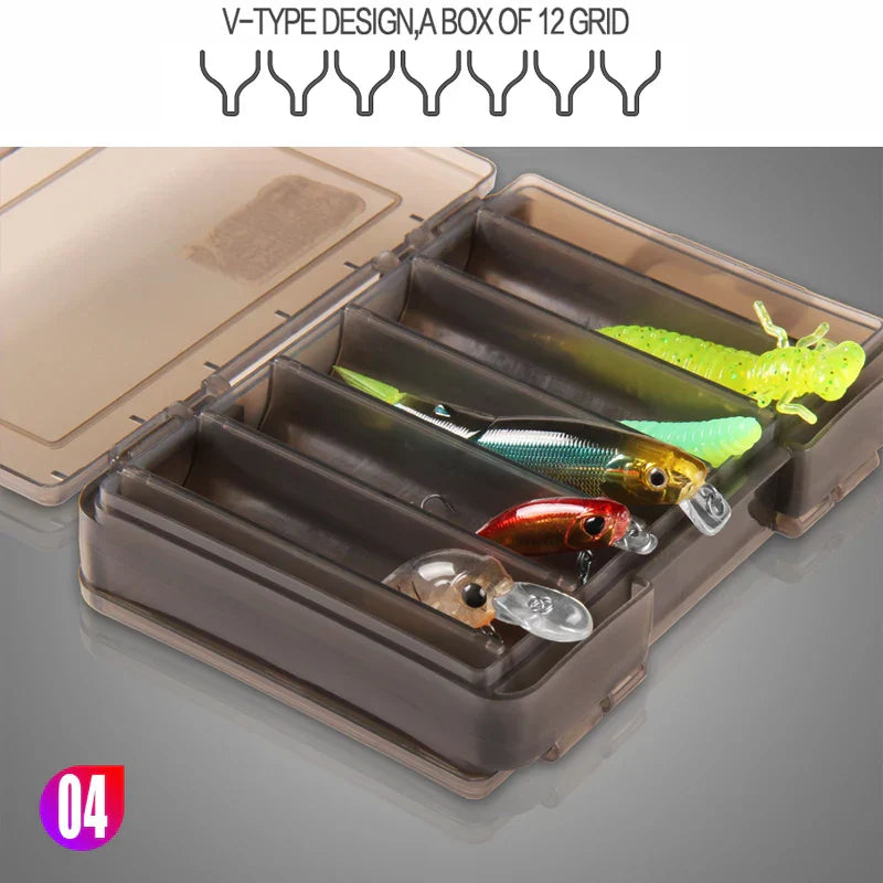 BEARKING Doublex Sided Fishing Tackle Box 12 Compartments