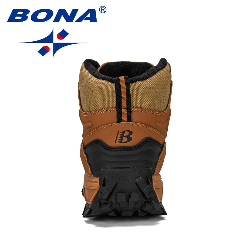 BONA New Designers Leather Hiking Shoes Men Winter