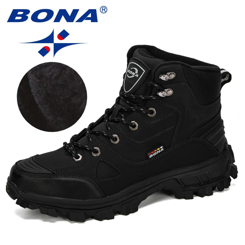 BONA New Designers Leather Hiking Shoes Men Winter