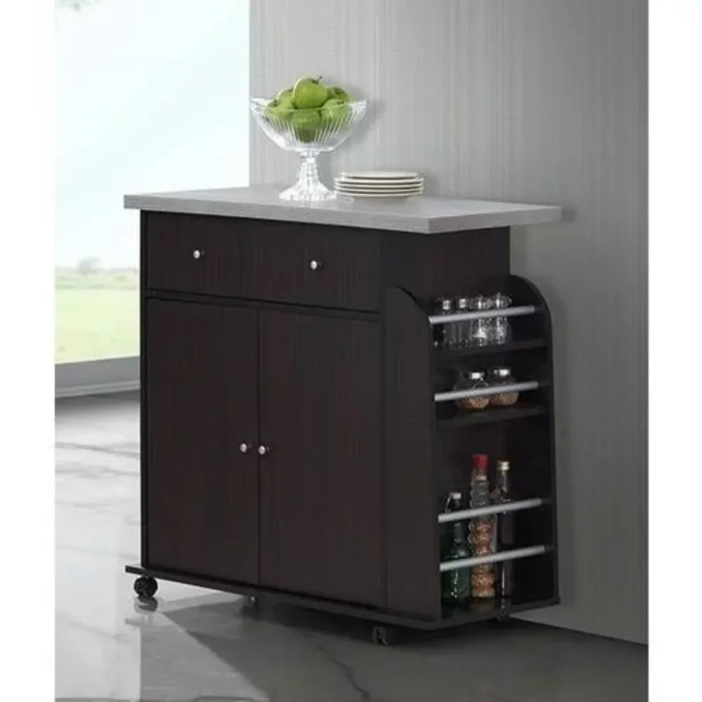 BOUSSAC Kitchen Cart with Spice Rack & Towel Rack, Kitchen Island Table ,Kitchen Cart,Kitchen Islands & Trolleys