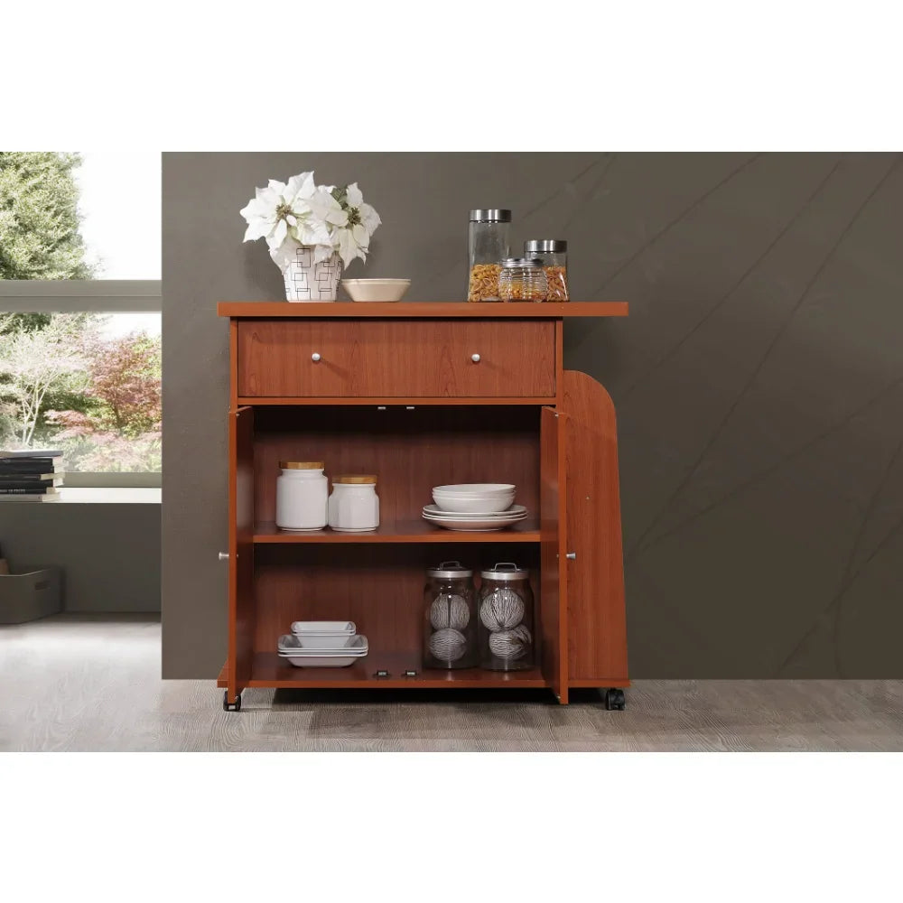 BOUSSAC Kitchen Cart with Spice Rack & Towel Rack, Kitchen Island Table ,Kitchen Cart,Kitchen Islands & Trolleys