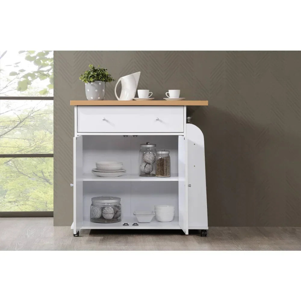 BOUSSAC Kitchen Cart with Spice Rack & Towel Rack, Kitchen Island Table ,Kitchen Cart,Kitchen Islands & Trolleys