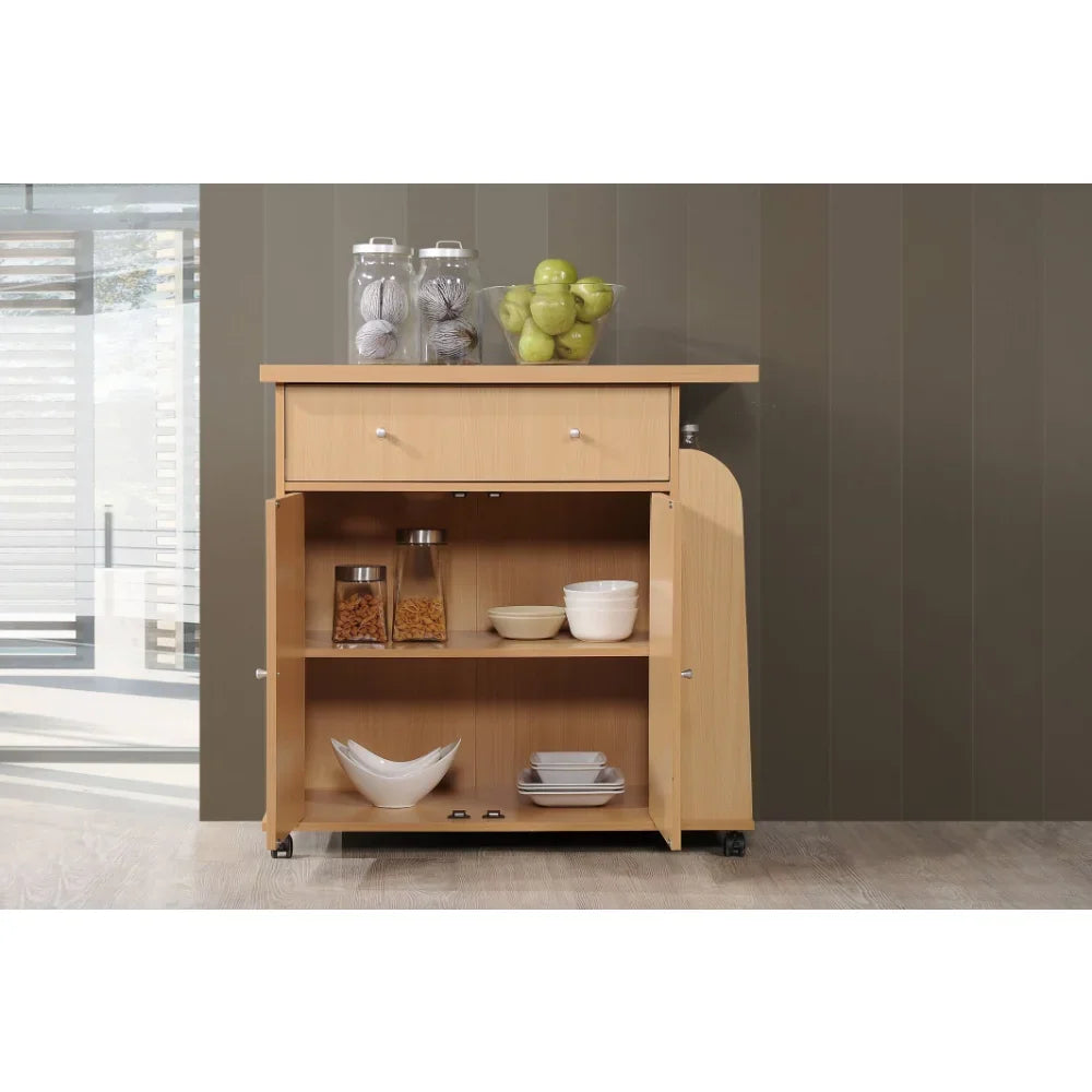 BOUSSAC Kitchen Cart with Spice Rack & Towel Rack, Kitchen Island Table ,Kitchen Cart,Kitchen Islands & Trolleys