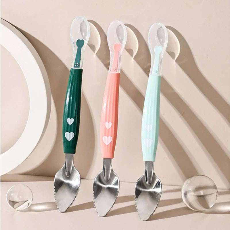 Baby Feeding Spoon Scraper Spoon Silicone Fruit Puree