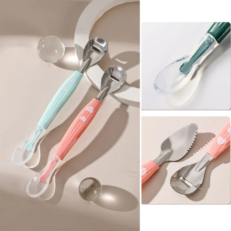 Baby Feeding Spoon Scraper Spoon Silicone Fruit Puree