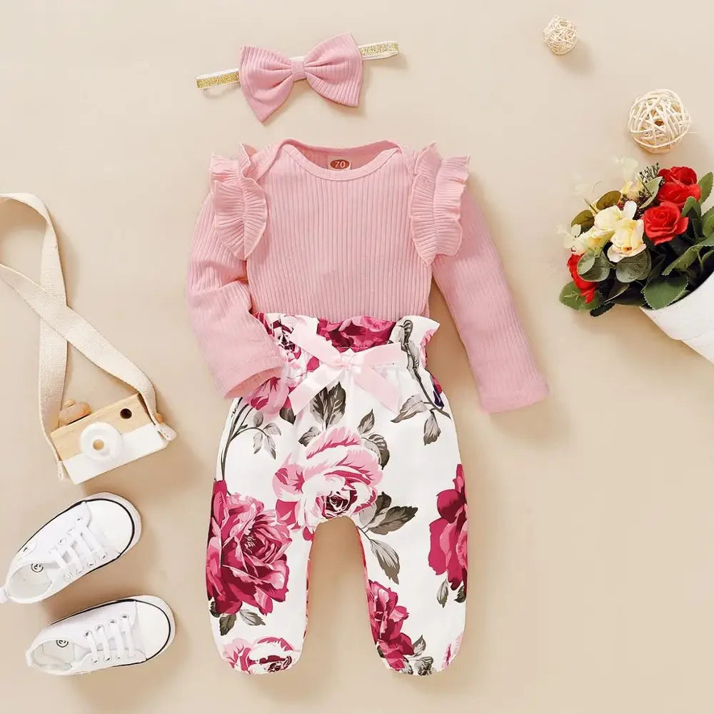 Baby Girl Clothes Newborn Infant Autumn 3Pcs Set