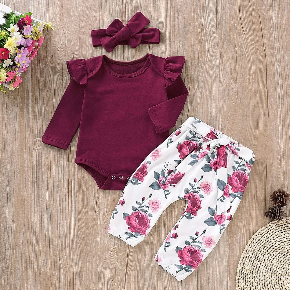 Baby Girl Clothes Newborn Infant Autumn 3Pcs Set
