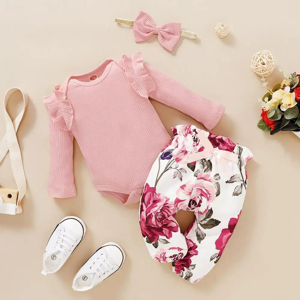 Baby Girl Clothes Newborn Infant Autumn 3Pcs Set