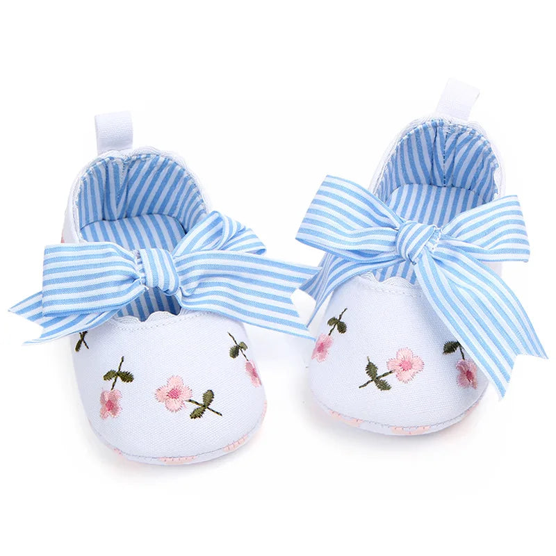 Baby Girl Shoes White Lace Floral Embroidered Soft